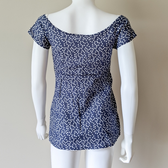 J Crew Polka Dot Off Shoulder Top - Picture 2 of 5